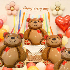Cute Extra Large Cartoon Animal Bear Foil Mylar Balloons Inflated Decor for Birthday Party, Valentines Day & Wedding Decoration