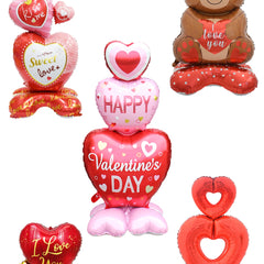 1pc Base Stand Happy Valentine's Day Heart to Heart Balloons Love Heart Bear Balloon wedding Valentine's Day Decorations