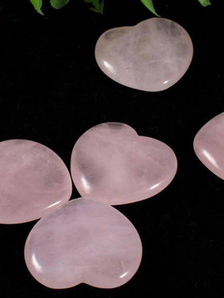 10pcs Rose Quartz Heart Natural Crystal Polished Stones, Valentine Gift For Women