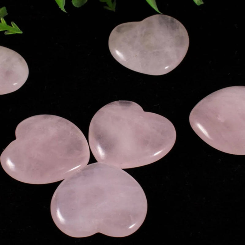 10pcs Rose Quartz Heart Natural Crystal Polished Stones, Valentine Gift For Women