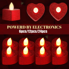 Heart Shaped Electronic Candle Lights LED Candles, Valentine's Day Decor