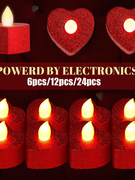 Heart Shaped Electronic Candle Lights LED Candles, Valentine's Day Decor