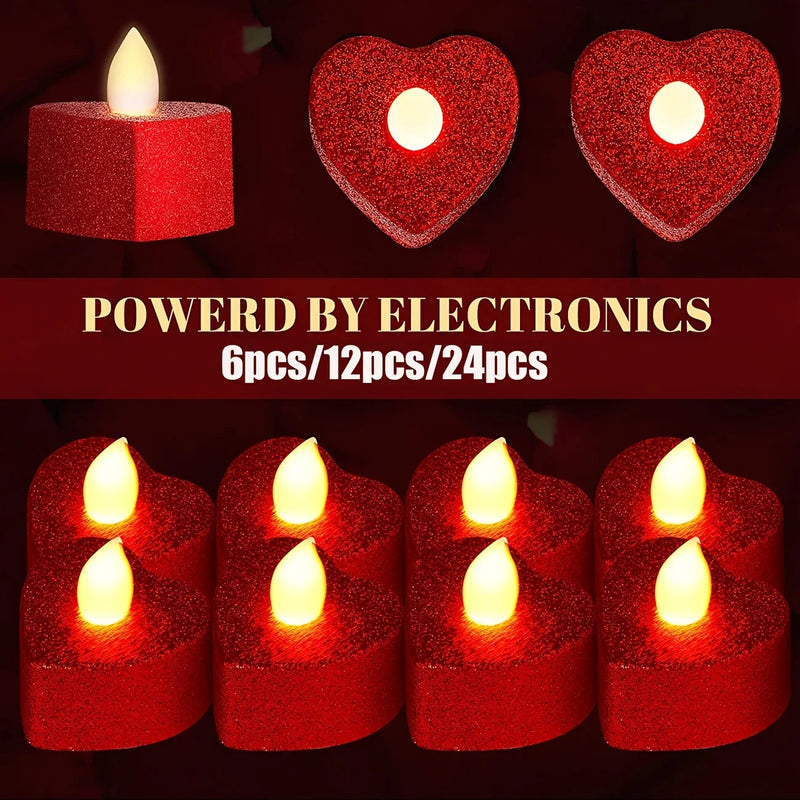 Heart Shaped Electronic Candle Lights LED Candles, Valentine's Day Decor
