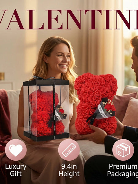 2026 Eternal Rose Teddy Bear Artificial Flower Gift for Mom - Mother's Day Birthday Valentine's Day Anniversary Home Decor