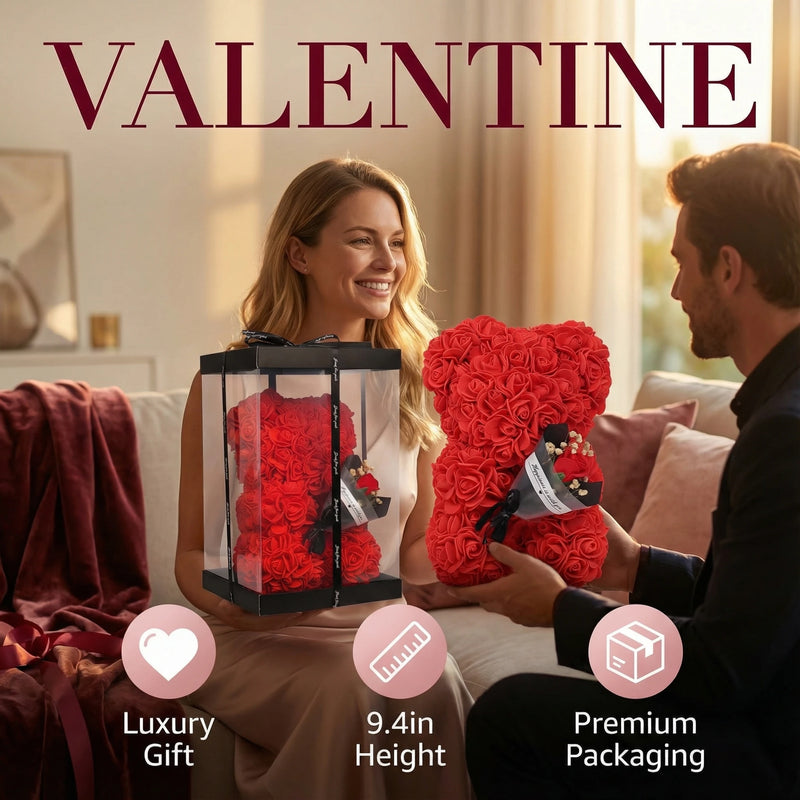 2026 Eternal Rose Teddy Bear Artificial Flower Gift for Mom - Mother's Day Birthday Valentine's Day Anniversary Home Decor