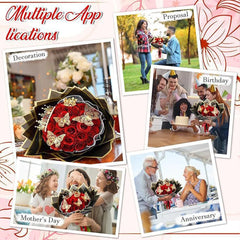 12/24pcs Red Glitter Roses Bouquet DIY Gift Set Everlasting Shiny Artificial Rose for Valentines  Anniversary Engagement Wedding