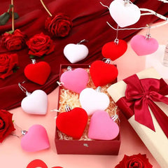 12 velvet heart-shaped hanging decorations, suitable for Valentine's Day tree decoration and wedding anniversary celebrations