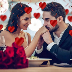 6/12/18/24Pcs Hanging Swirls,Red Love Heart Hanging Garland for Valentine's Day Party Decor Romantic Wedding Photo Prop Supplies