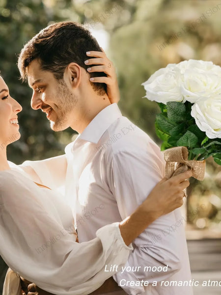 120-500PCS Artificial Rose Flower Velvet White Rose Faux Rose Stems Bulk Wedding Decorations for Party Wedding Birthday