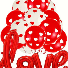 21pcs 12inch Printing Heart Latex Balloons set Connection Love Foil Balloon Wedding Decor Valentine's Day Decorations