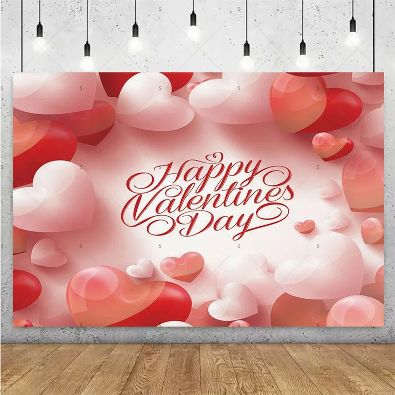 Balloon Red Love Heart Rose Background Happy Valentine's Day Backdrop Supplies Valentine's Day Party Decoration Photo Shoot Prop