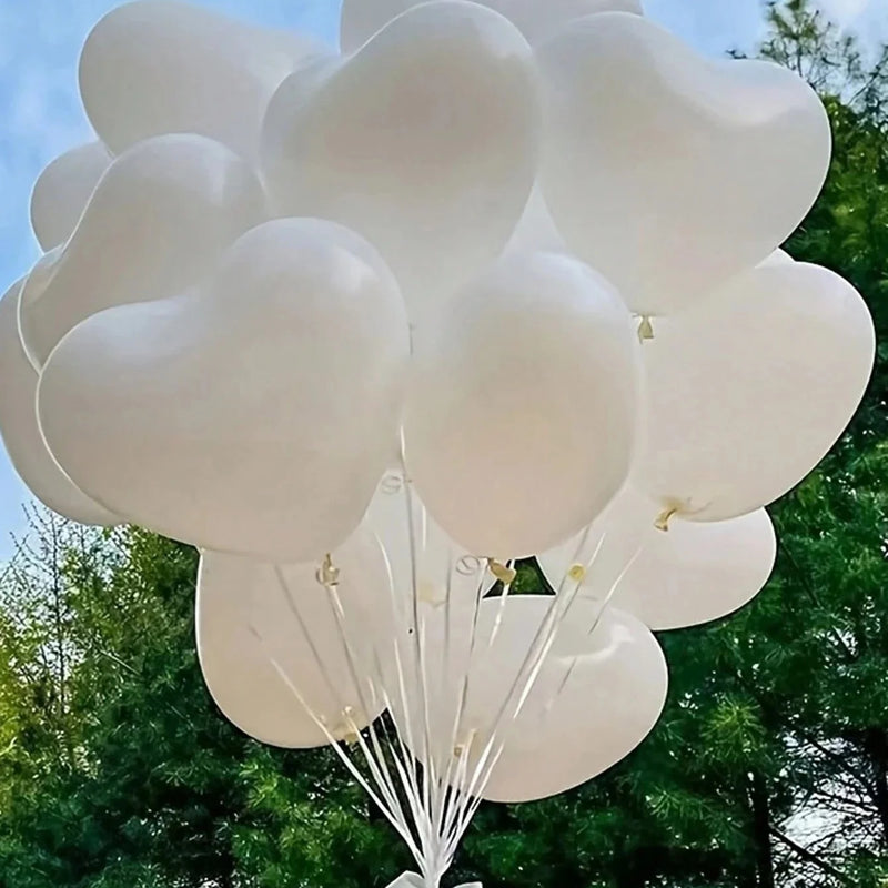 10pcs-100pcs White, Red, Pink, Blue 10-Inch Heart-Shaped Latex Balloons, Suitable For Birthday Party Decor, Valentine's Day Deco