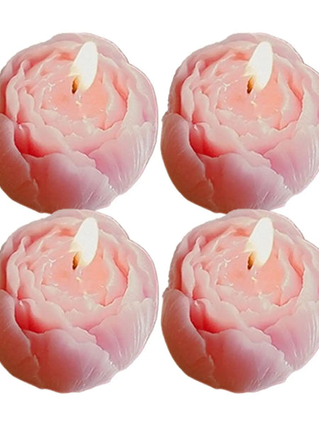 4Pcs Rose Flower Shaped Soy Wax Candle Set Floral Candle Handmade Decorative Candles for Home Decor Birthday Valentines Wedding