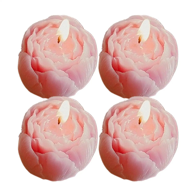 4Pcs Rose Flower Shaped Soy Wax Candle Set Floral Candle Handmade Decorative Candles for Home Decor Birthday Valentines Wedding