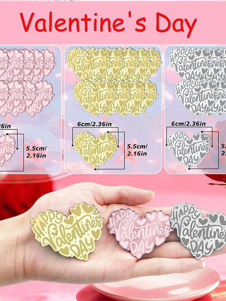 10pcs Romance Acrylic Heart Gold Valentines Cake Topper for Party Decor Supplies Baking Decorating Tool