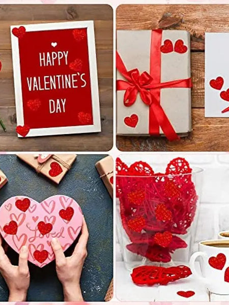 Valentines Red Heart Stickers, Heart Decorative Labels 500 per Roll, Valentine's Day Love Decorations for Wedding, Anniversaries
