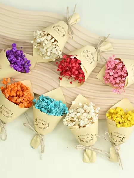 1-piece mini dried flower bouquet - Preserved flower creative gift box decoration - suitable for wedding and festival decoration