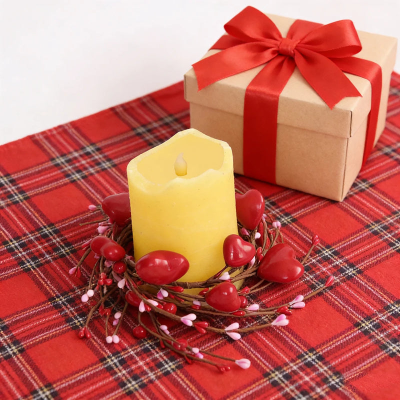 Valentine's Day Red Heart Candle Holder, Red Berry Candle Ring Decoration, Valentine's Day, Mother's Day, Wedding Decoration