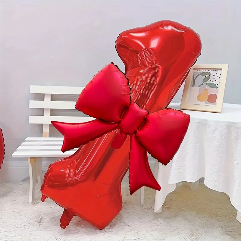 2pcs/set 40inch Red Number number Balloon With Red bowknot Foil Balloons for Birthday Anniversary Valentine's Day Gifts