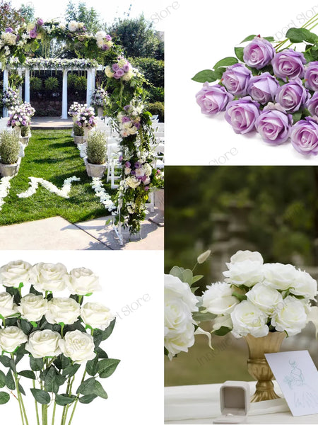 120-500PCS Artificial Rose Flower Velvet White Rose Faux Rose Stems Bulk Wedding Decorations for Party Wedding Birthday