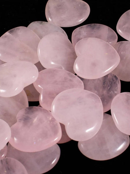 10pcs Rose Quartz Heart Natural Crystal Polished Stones, Valentine Gift For Women