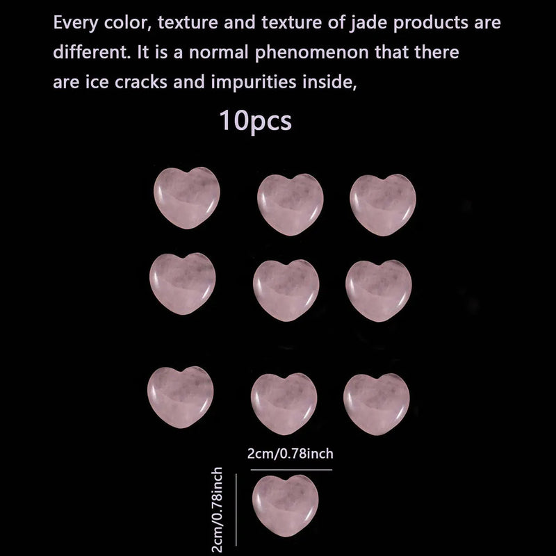 10pcs Rose Quartz Heart Natural Crystal Polished Stones, Valentine Gift For Women