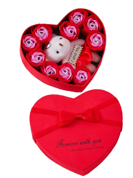 Rose Bear Soap Love Gift Box Romantic Valentines Day Gift Wedding Party Birthday Simulated Flower Room Decoration Home Supplies