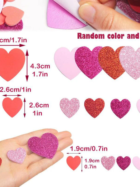 50pcs Multicolor Sequins Heart Shaped Self-adhesive Label Valentine's Day Theme  DIY Craft Gift Decor Gift Box Ornament Sticker