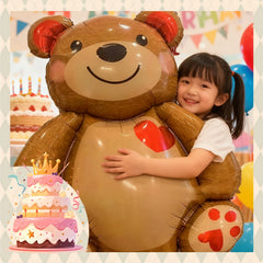 Cute Extra Large Cartoon Animal Bear Foil Mylar Balloons Inflated Decor for Birthday Party, Valentines Day & Wedding Decoration