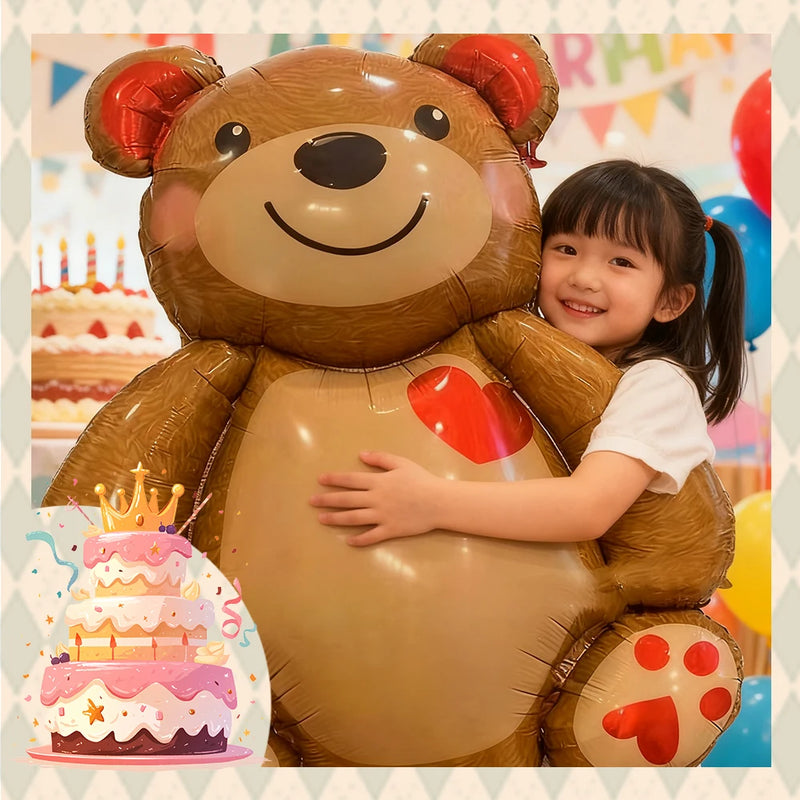 Cute Extra Large Cartoon Animal Bear Foil Mylar Balloons Inflated Decor for Birthday Party, Valentines Day & Wedding Decoration