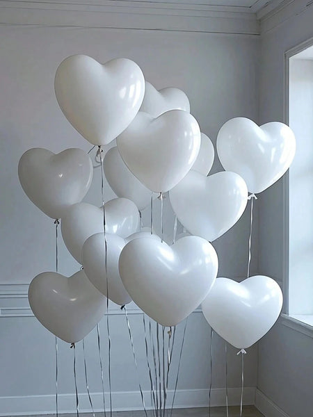 10pcs-100pcs White, Red, Pink, Blue 10-Inch Heart-Shaped Latex Balloons, Suitable For Birthday Party Decor, Valentine's Day Deco