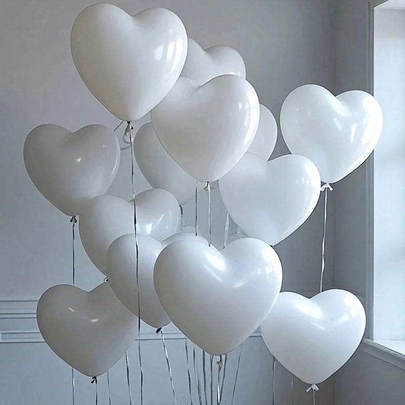 10pcs-100pcs White, Red, Pink, Blue 10-Inch Heart-Shaped Latex Balloons, Suitable For Birthday Party Decor, Valentine's Day Deco