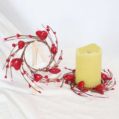 Valentine's Day Red Heart Candle Holder, Red Berry Candle Ring Decoration, Valentine's Day, Mother's Day, Wedding Decoration