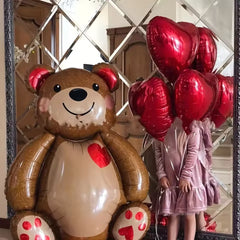 Cute Extra Large Cartoon Animal Bear Foil Mylar Balloons Inflated Decor for Birthday Party, Valentines Day & Wedding Decoration