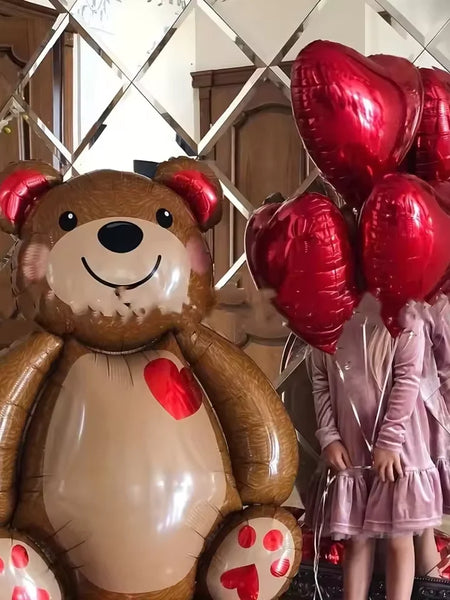Cute Extra Large Cartoon Animal Bear Foil Mylar Balloons Inflated Decor for Birthday Party, Valentines Day & Wedding Decoration