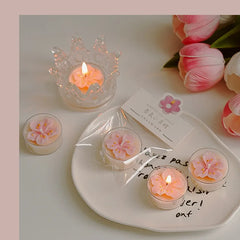 4 Pcs/Box Pink Peach Blossom Scented Candles,Valentines Decor,Room Decor,Gifts For Women Valentine's Day Wedding Favors