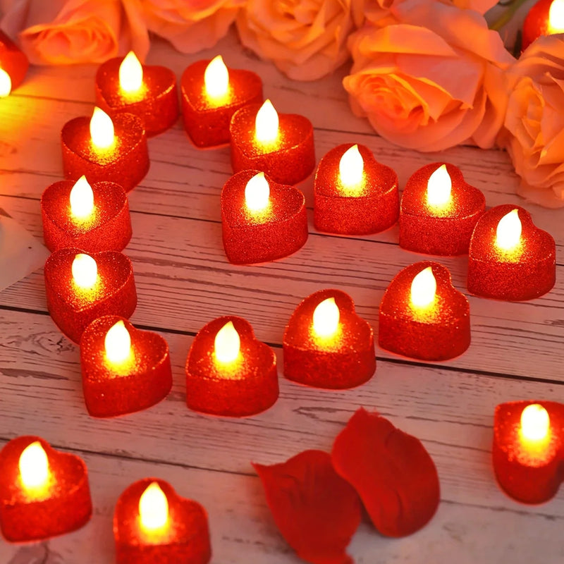 Heart Shaped Electronic Candle Lights LED Candles, Valentine's Day Decor