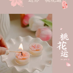 4 Pcs/Box Pink Peach Blossom Scented Candles,Valentines Decor,Room Decor,Gifts For Women Valentine's Day Wedding Favors