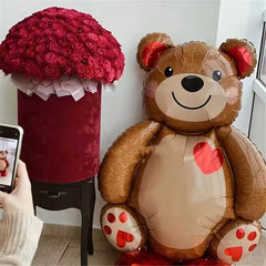 Cute Extra Large Cartoon Animal Bear Foil Mylar Balloons Inflated Decor for Birthday Party, Valentines Day & Wedding Decoration