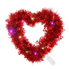 1pc Valentine's Day Hearts Garland with String Light,Romantic Heart-Shaped Wreath for Valentine’s Day Anniversary Wedding Decor