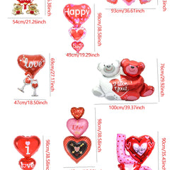 1pc Base Stand Happy Valentine's Day Heart to Heart Balloons Love Heart Bear Balloon wedding Valentine's Day Decorations