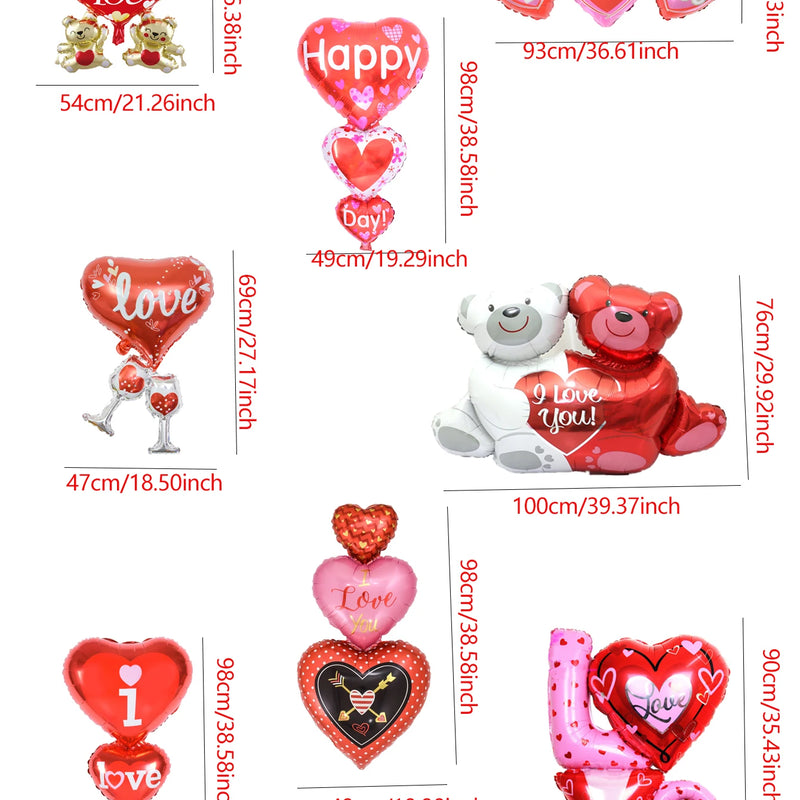 1pc Base Stand Happy Valentine's Day Heart to Heart Balloons Love Heart Bear Balloon wedding Valentine's Day Decorations