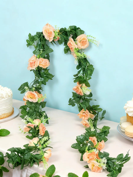 1Pc Artificial Flowers Silk Rose Vine Hanging Wall Festival Leaves Wreath Wedding Garden Home Wall Party Diy Gift Box Decoration