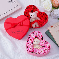 Rose Bear Soap Love Gift Box Romantic Valentines Day Gift Wedding Party Birthday Simulated Flower Room Decoration Home Supplies