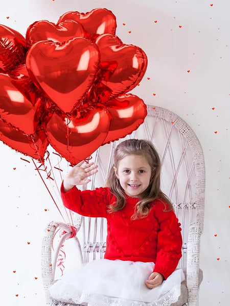 5/10Pcs 18inch Red Love Heart Shape Foil Balloons With Double-Sided Glue Wedding Birthday Party Decoration Aluminum Foil Ballons