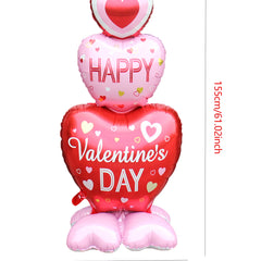 1pc Base Stand Happy Valentine's Day Heart to Heart Balloons Love Heart Bear Balloon wedding Valentine's Day Decorations