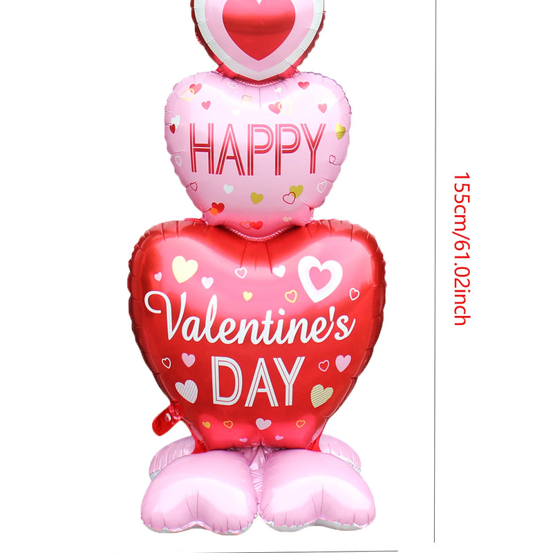 1pc Base Stand Happy Valentine's Day Heart to Heart Balloons Love Heart Bear Balloon wedding Valentine's Day Decorations