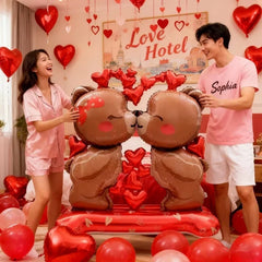 60in Standing Cute Love Teddy Bear-Shaped Balloon for Romantic Valentine's Day Proposal Wedding Birthday Party Decoration