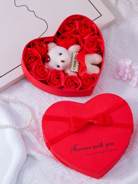 Rose Bear Soap Love Gift Box Romantic Valentines Day Gift Wedding Party Birthday Simulated Flower Room Decoration Home Supplies
