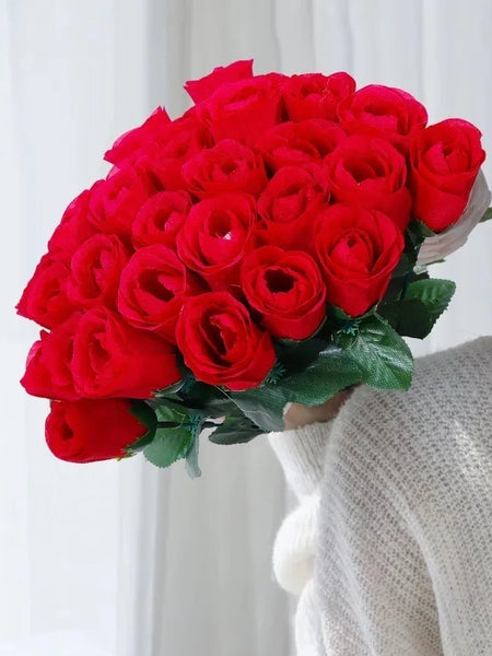 5-50Pcs Simulation Red Roses Branches Artificial Flowers Bouquet DIY Handwork Flower Arrangement Wedding Party Home Accessories